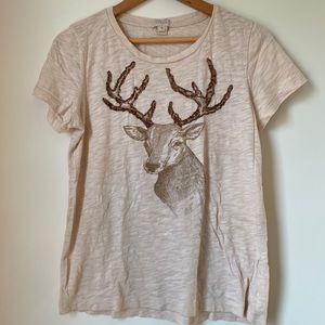 J. Crew Beaded Reindeer Tee